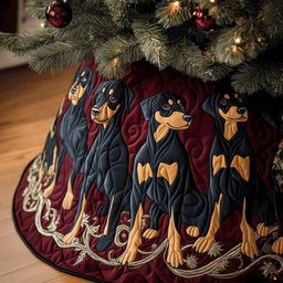 Christmas Doberman Quilted Tree Skirt Stylish Holiday Decor Gift Merch