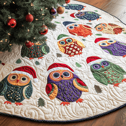 Christmas Owls Quilted Tree Skirt Adorable Easter Gift Merch