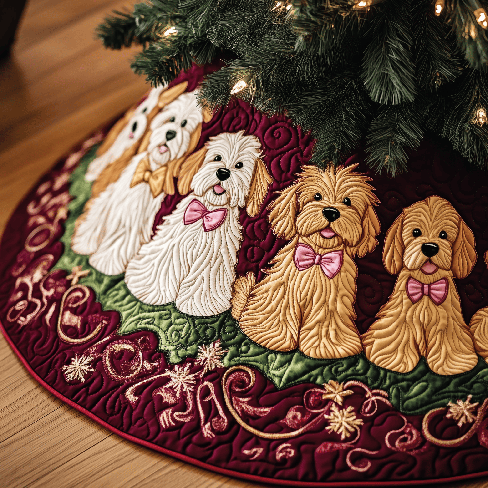 Christmas Joyful Doodle Quilted Tree Skirt Perfect Home For Christmas Tree Merch