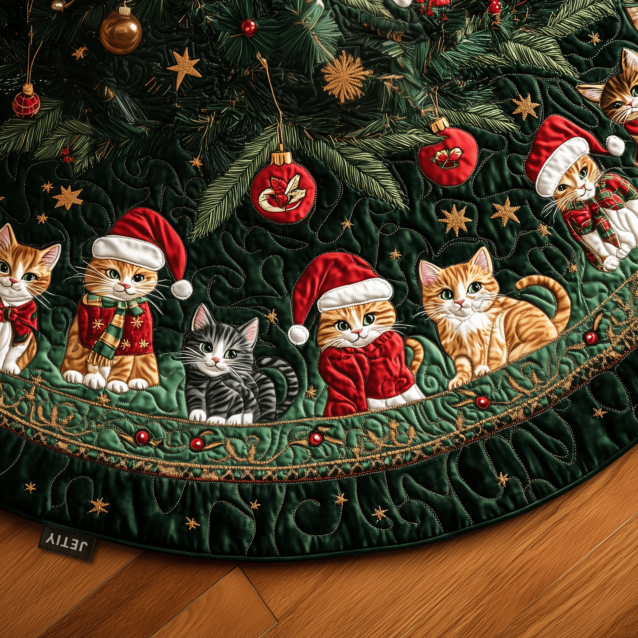 Christmas Cat Quilted Tree Skirt Merch For Him