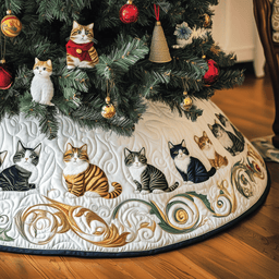Christmas Cat Quilted Tree Skirt Merch For Friends