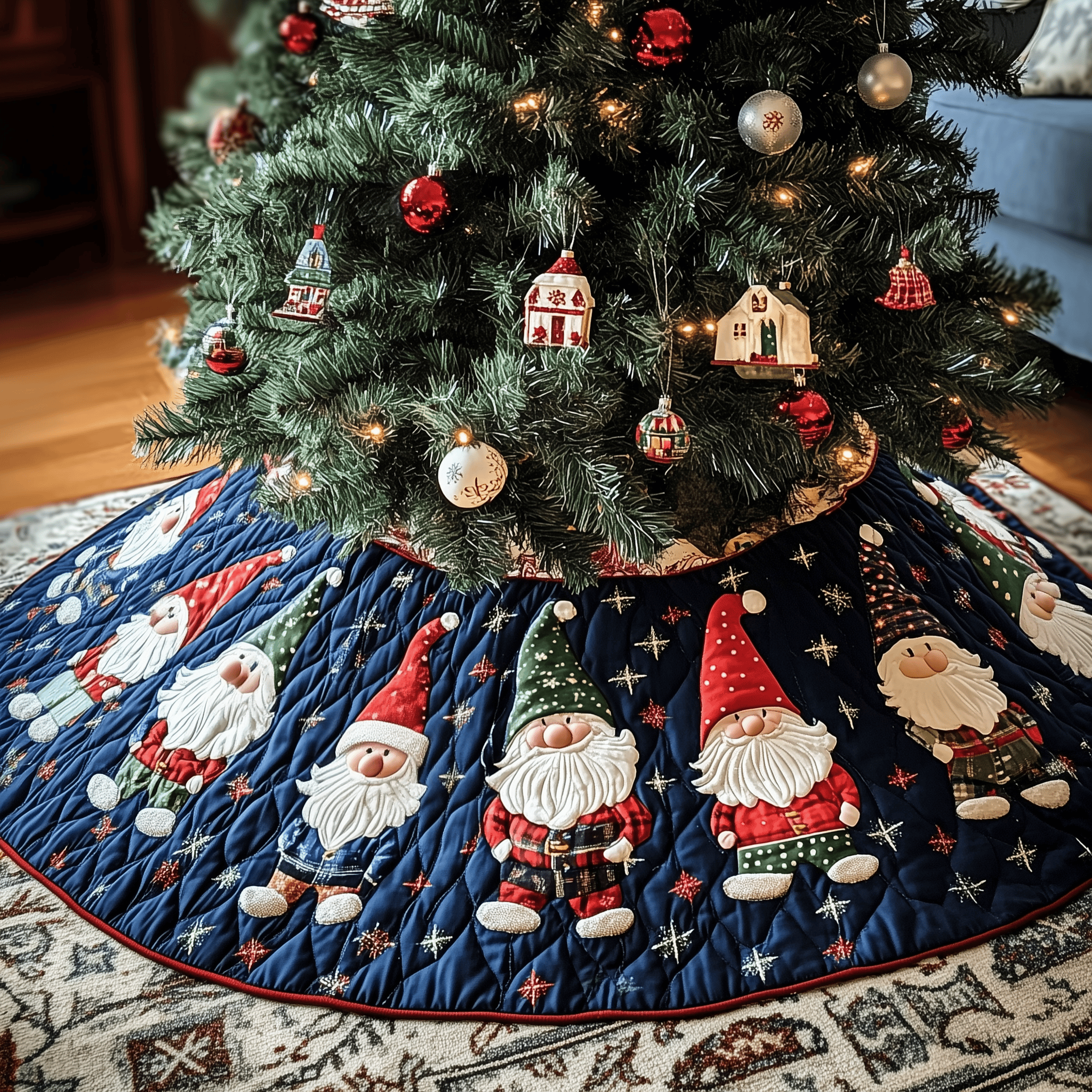 Christmas Gnome Quilted Tree Skirt Best New Year Gift Merch