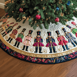 Christmas Nutcracker Quilted Tree Skirt Cozy Home Decor Gift Merch
