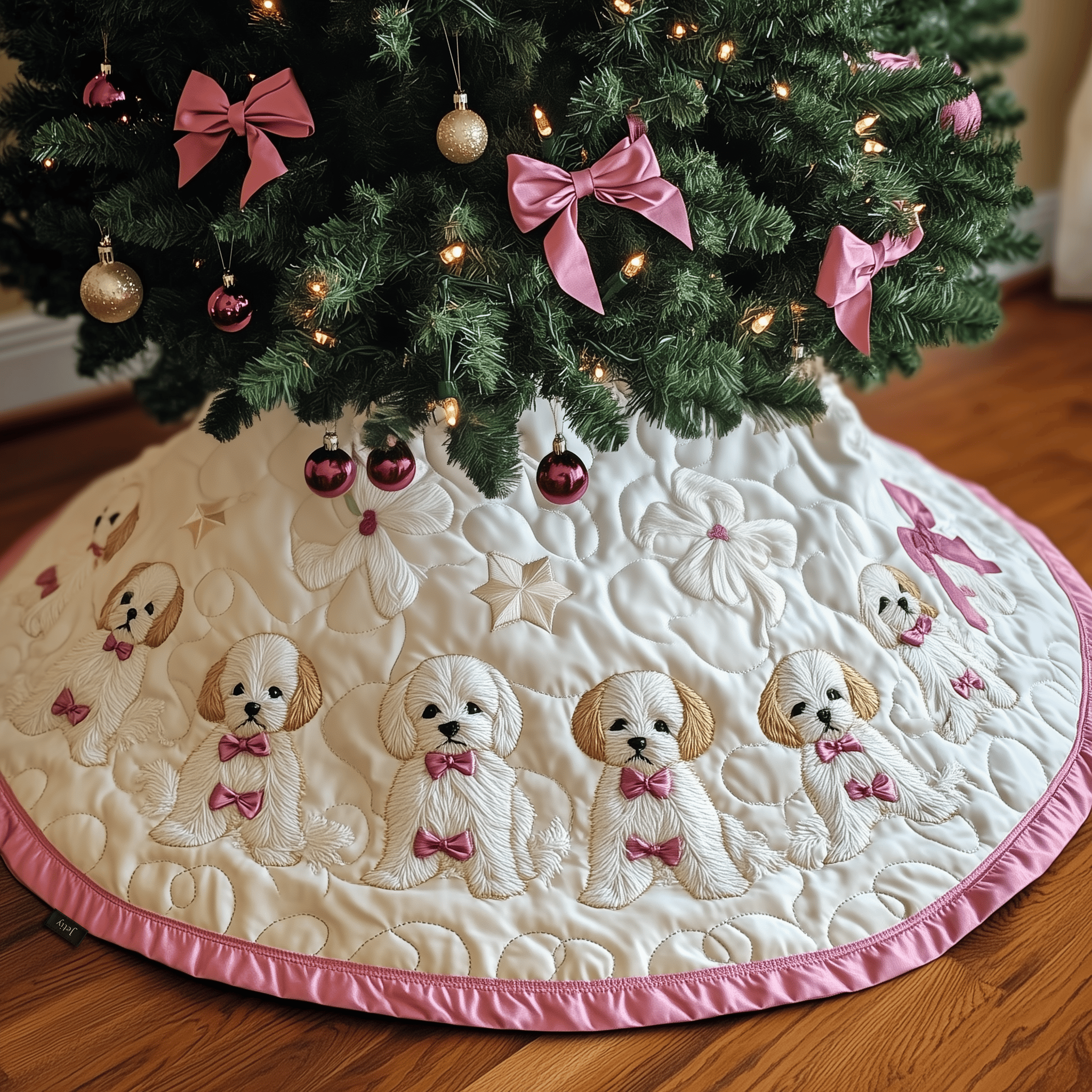 Christmas Maltese Quilted Tree Skirt Perfect Tree Skirt Decoration Merch
