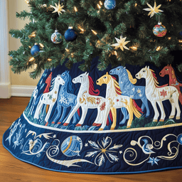Christmas Horse Quilted Tree Skirt Adorable Easter Gift Merch