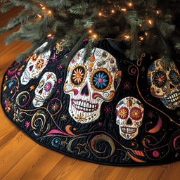 Christmas Mexico Skull Quilted Tree Skirt Elegant Christmas Tree Decor Merch