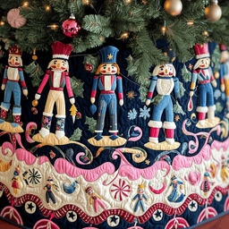 Christmas Nutcracker Quilted Tree Skirt Charming Thanksgiving Gift Merch