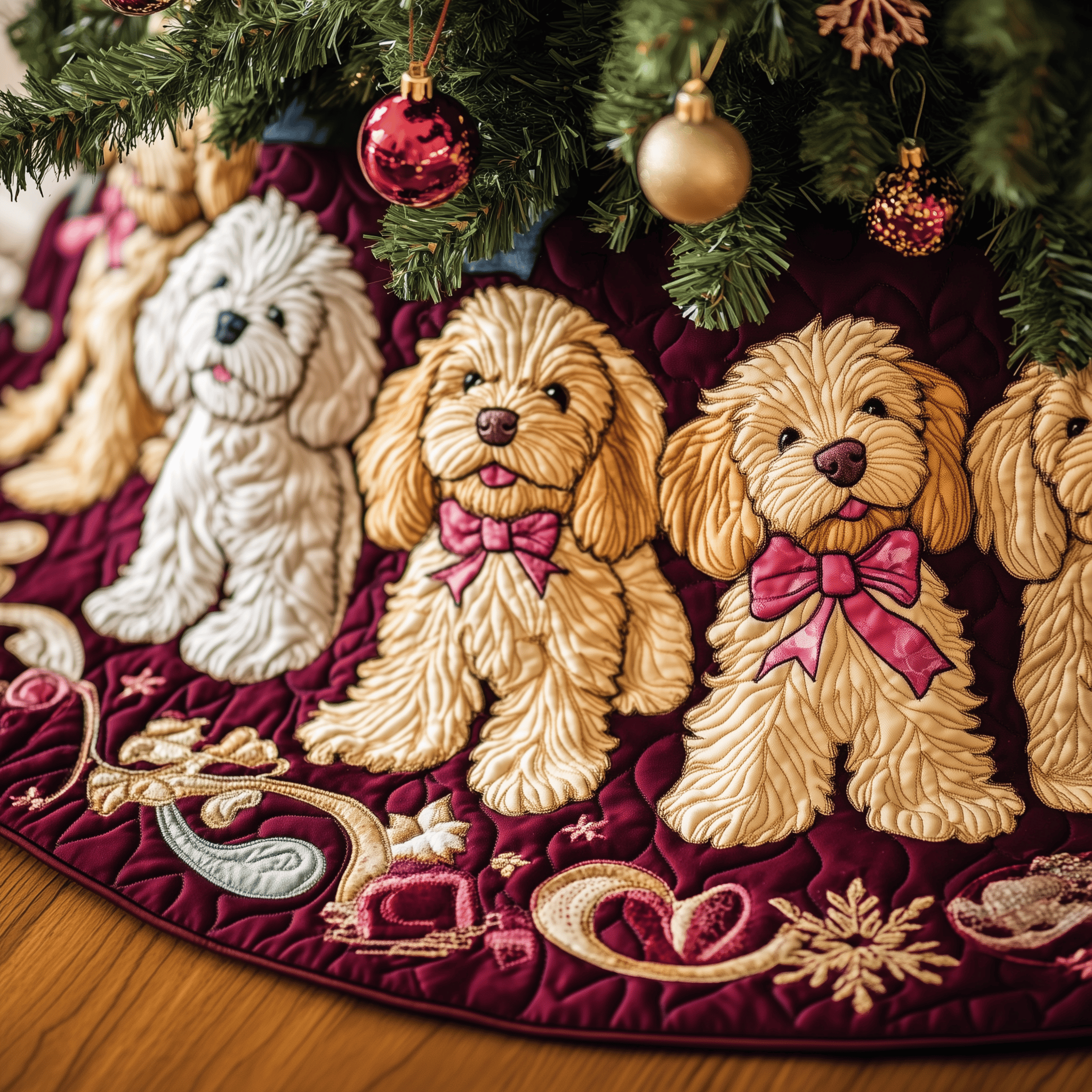 Christmas Joyful Doodle Quilted Tree Skirt Thoughtful Valentine�s Day Gift Merch