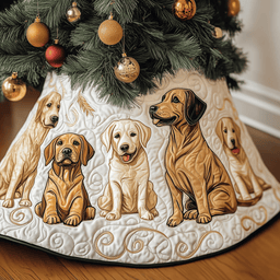 Christmas Labrador Quilted Tree Skirt Cozy Home Decor Gift Merch