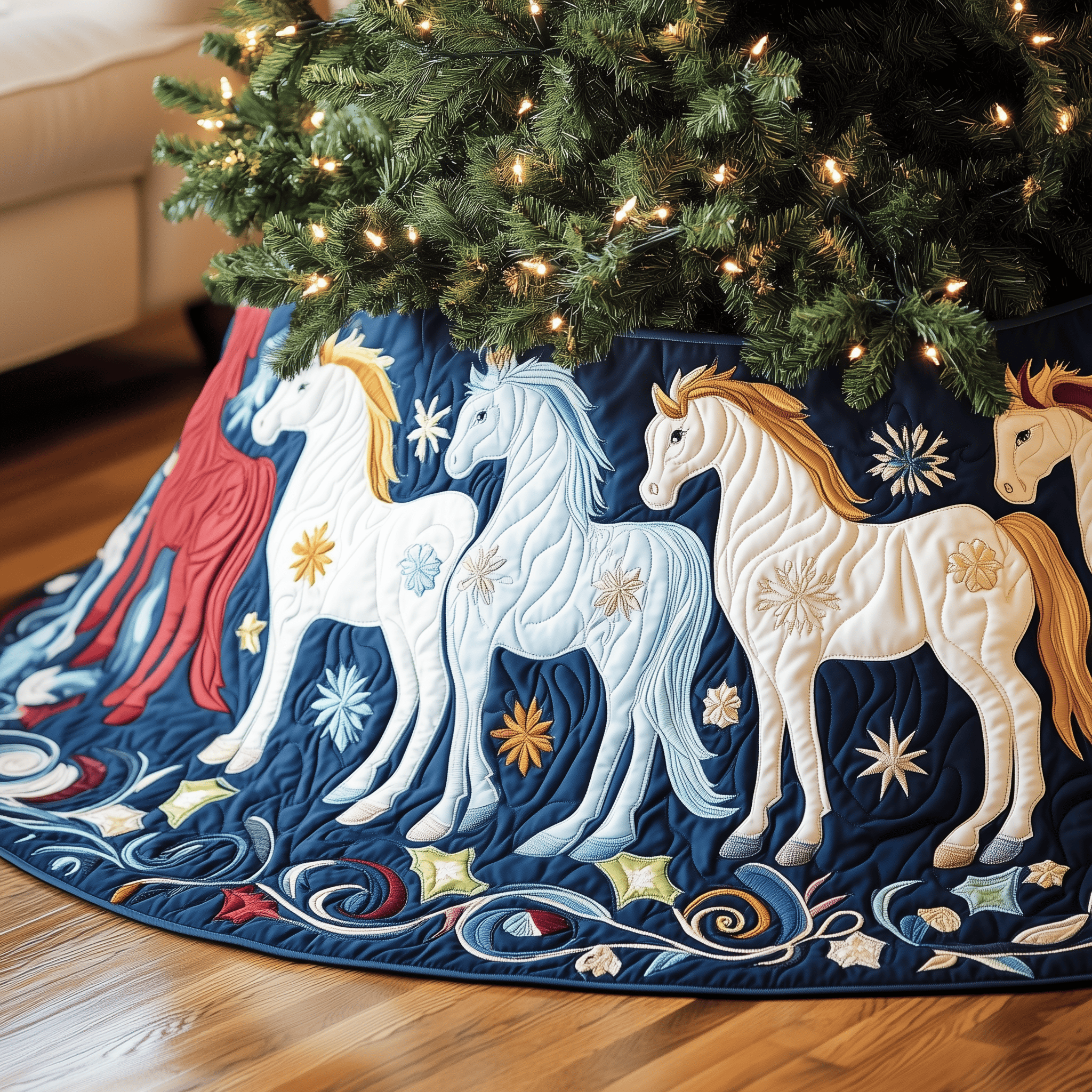 Christmas Horse Quilted Tree Skirt Thoughtful Valentine�s Day Gift Merch