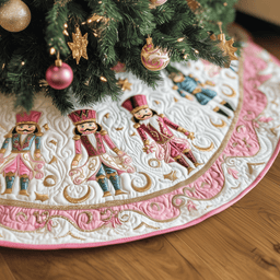 Christmas Nutcracker Quilted Tree Skirt Stylish Holiday Decor Gift Merch