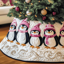 Christmas Penguin Quilted Tree Skirt Beautiful Christmas Home Merch