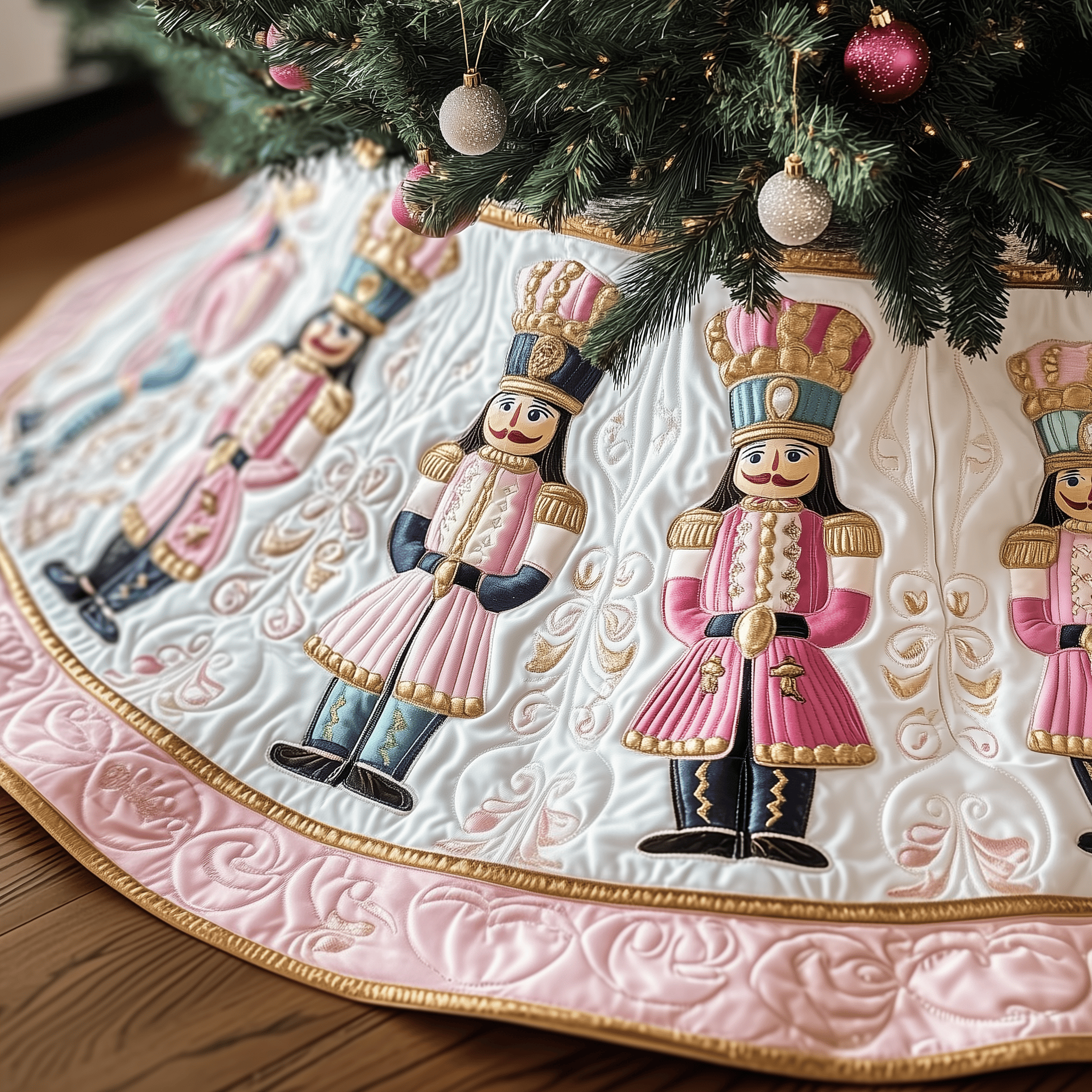 Christmas Nutcracker Quilted Tree Skirt Beautiful Christmas Home Merch