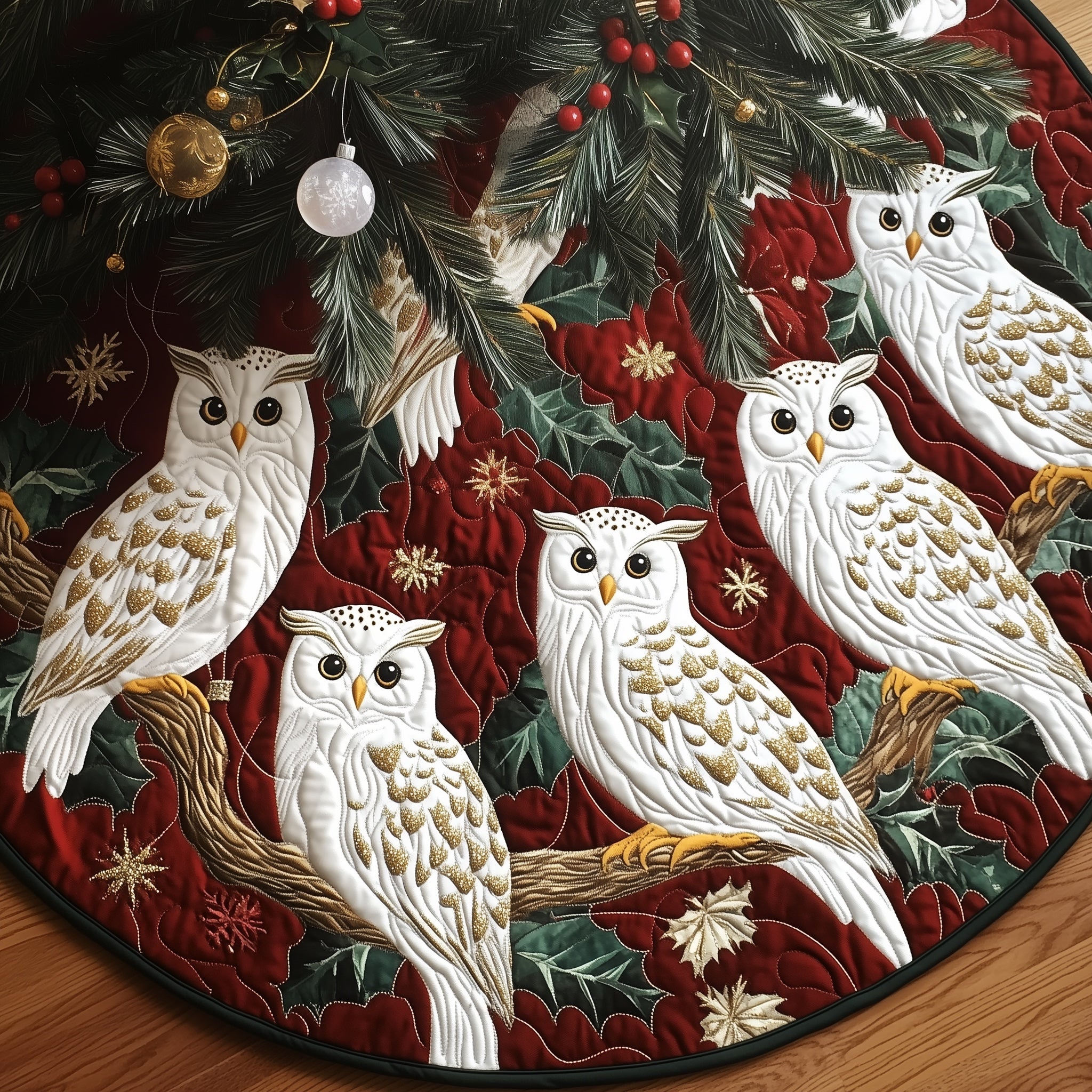 Christmas Hoot Quilted Tree Skirt Festive Tree Skirt Gift Choice