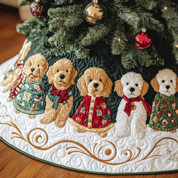 Christmas Goldendoodle Quilted Tree Skirt Thoughtful Gift Merch For Dad