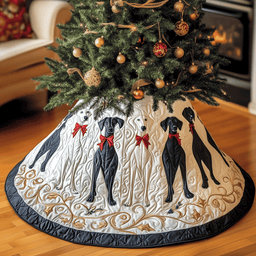 Christmas Greyhound Quilted Tree Skirt Magical Christmas Spirit Merch