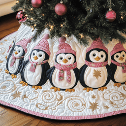 Christmas Penguin Quilted Tree Skirt Charming Holiday Home Merch