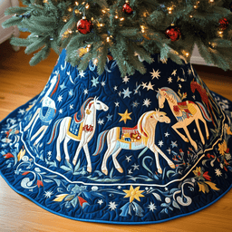 Christmas Horse Quilted Tree Skirt Heartfelt Gift Merch For Mom