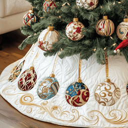 Christmas Ornament Quilted Tree Skirt Elegant Christmas Tree Decor Merch