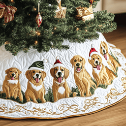 Christmas Golden Retriever Quilted Tree Skirt Meaningful Anniversary Gift Merch