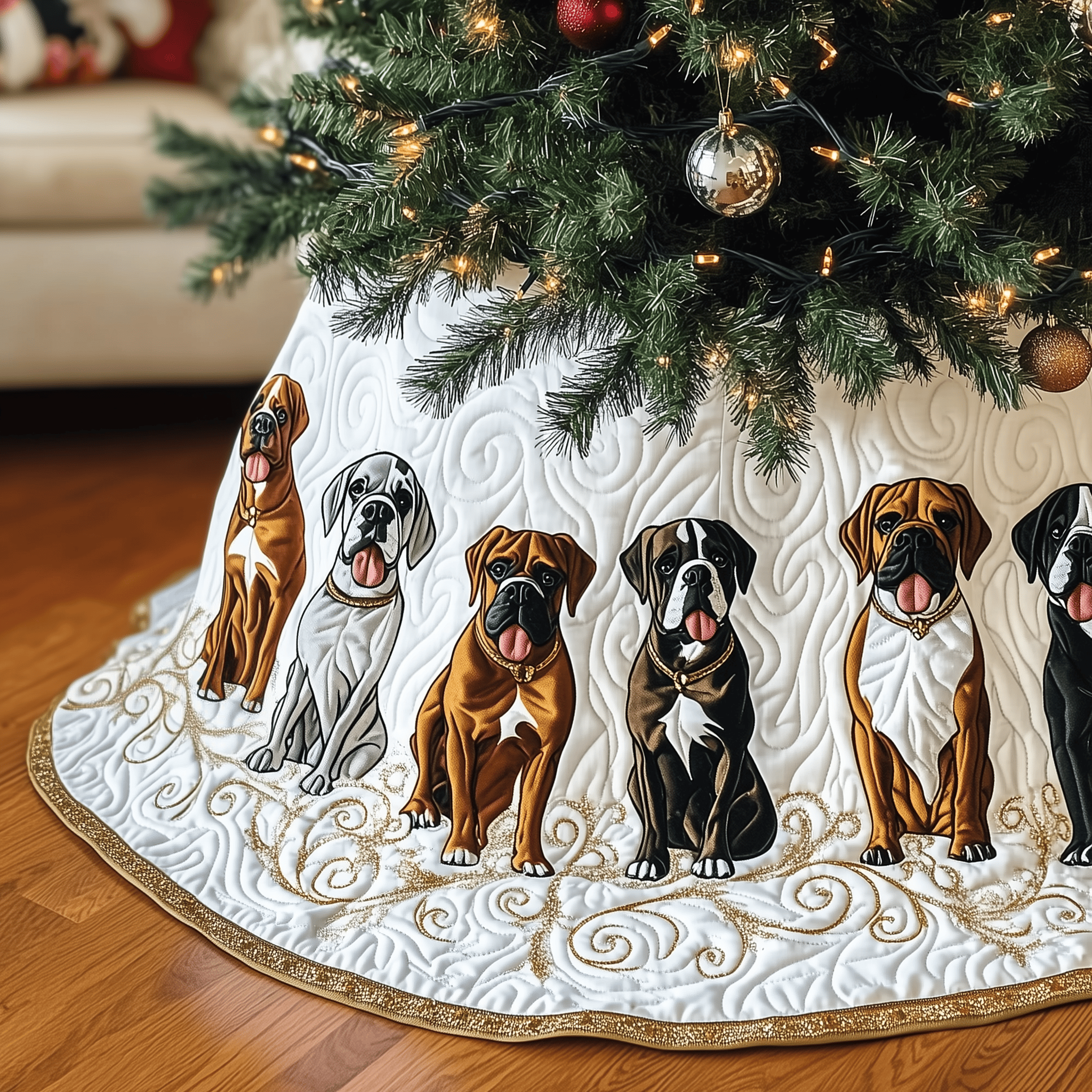 Christmas Boxer Quilted Tree Skirt Memorable Graduation Gift Merch