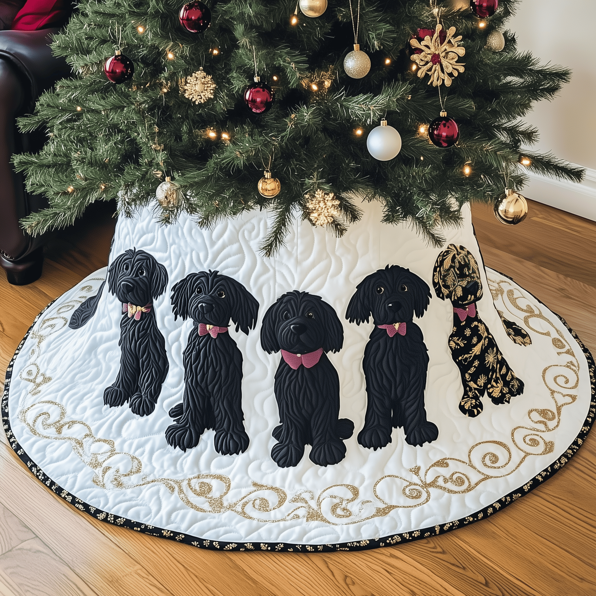 Christmas Doodle Dog Quilted Tree Skirt Thoughtful Valentine�s Day Gift Merch