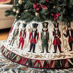 Christmas Nutcracker Quilted Tree Skirt Lovely Gift Merch For Couples