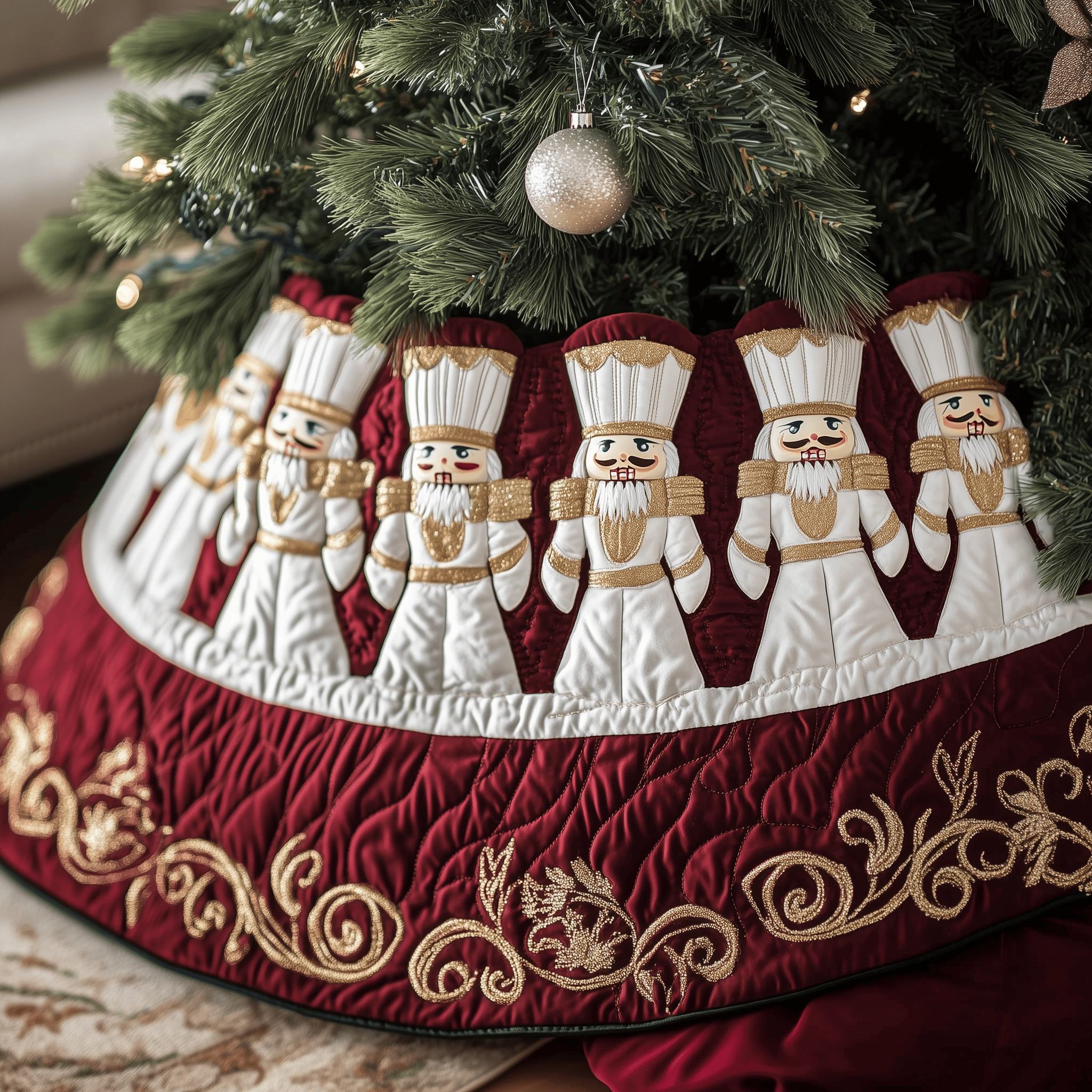Christmas Nutcracker Quilted Tree Skirt Joyful Home Merch Collection