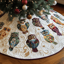 Christmas Owl Quilted Tree Skirt Best New Year Gift Merch