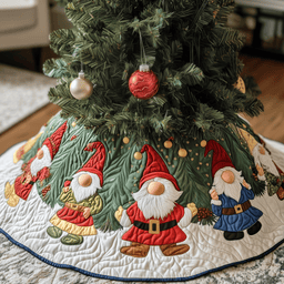 Christmas Gnome Quilted Tree Skirt Charming Holiday Home Merch