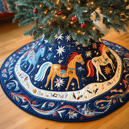 Christmas Horse Quilted Tree Skirt Best New Year Gift Merch