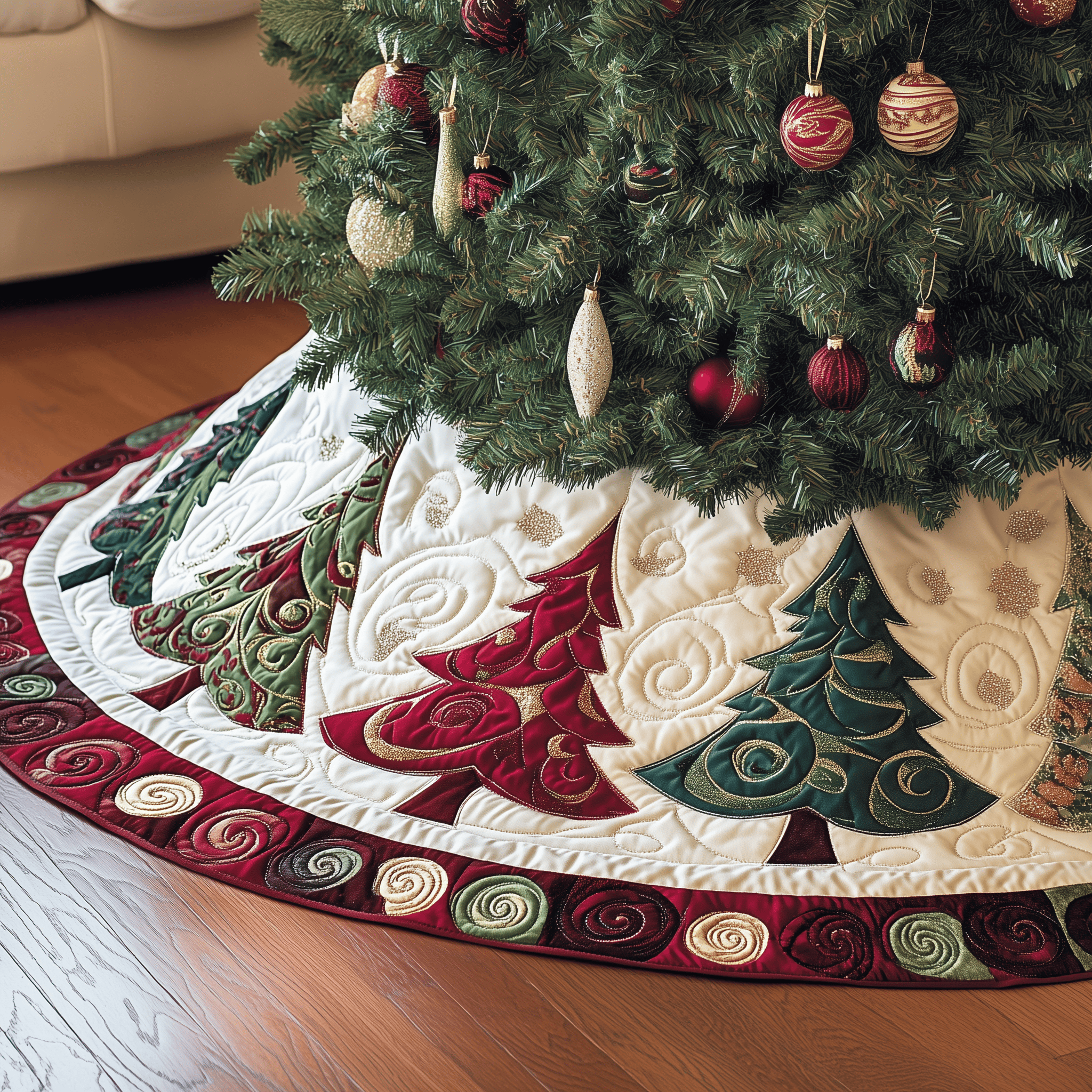 Christmas Tree Quilted Tree Skirt Cozy Tree Skirt For Holiday Decor