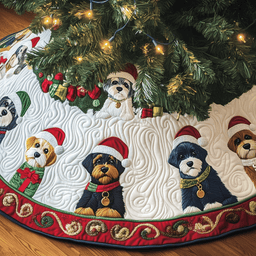 Christmas Schnauzer Quilted Tree Skirt Elegant Christmas Tree Decor Merch
