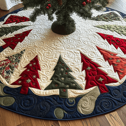 Colorful Christmas Trees Quilted Tree Skirt Thoughtful Valentine�s Day Gift Merch