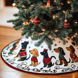 Dachshund Quilted Tree Skirt Lovely Gift Merch For Couples