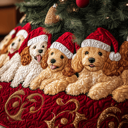 Christmas Poodle Cheer Quilted Tree Skirt Best New Year Gift Merch