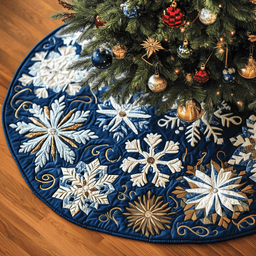 Christmas Snowflakes Quilted Tree Skirt Best New Year Gift Merch