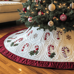Classic Candy Canes Quilted Tree Skirt Meaningful Anniversary Gift Merch