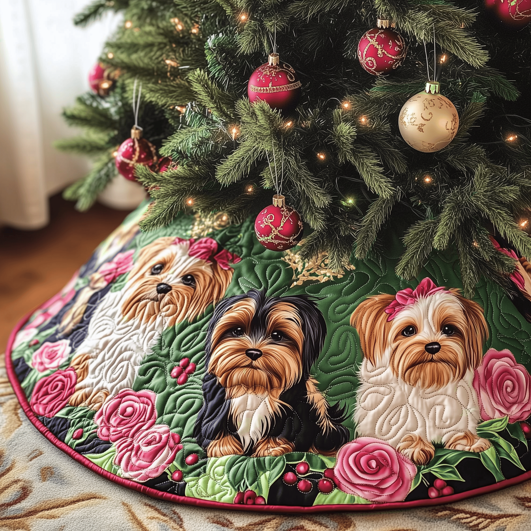 Christmas Yorkshire Terrier Quilted Tree Skirt Memorable Graduation Gift Merch