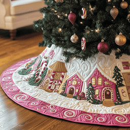 Christmas Village Quilted Tree Skirt Joyful Home Merch Collection