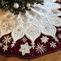 Christmas Snowflakes Quilted Tree Skirt Heartwarming Father�s Day Gift Merch