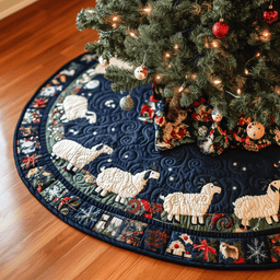 Christmas Sheep Quilted Tree Skirt Best New Year Gift Merch