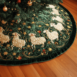 Christmas Sheep Quilted Tree Skirt Perfect Christmas Gift Merch
