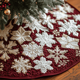 Christmas Snowflakes Quilted Tree Skirt Adorable Easter Gift Merch
