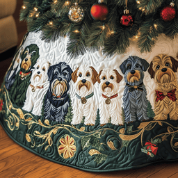 Christmas Schnauzer Quilted Tree Skirt Holiday Gift Merch