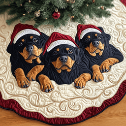 Christmas Rottweiler Quilted Tree Skirt Must-Have Holiday Decor Merch