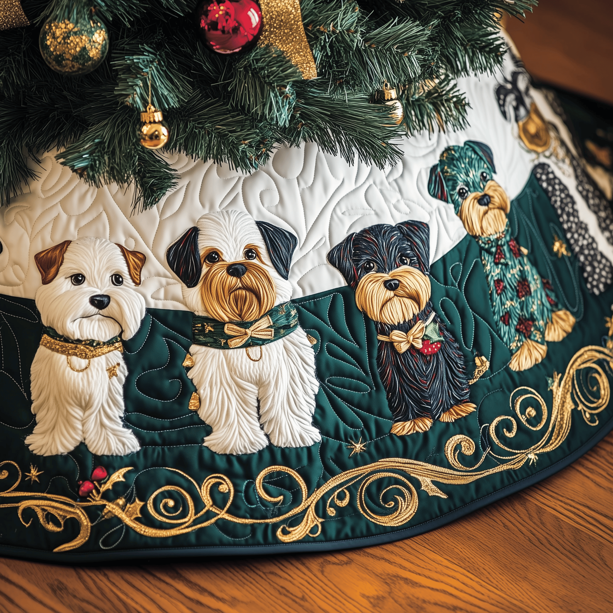 Christmas Schnauzer Quilted Tree Skirt Perfect Home For Christmas Tree Merch