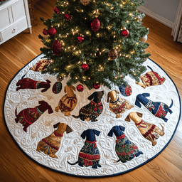 Dachshund Quilted Tree Skirt Perfect Gift Merch For Her