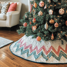 Classic Chevron Patchwork Quilted Tree Skirt Thoughtful Gift Merch For Dad