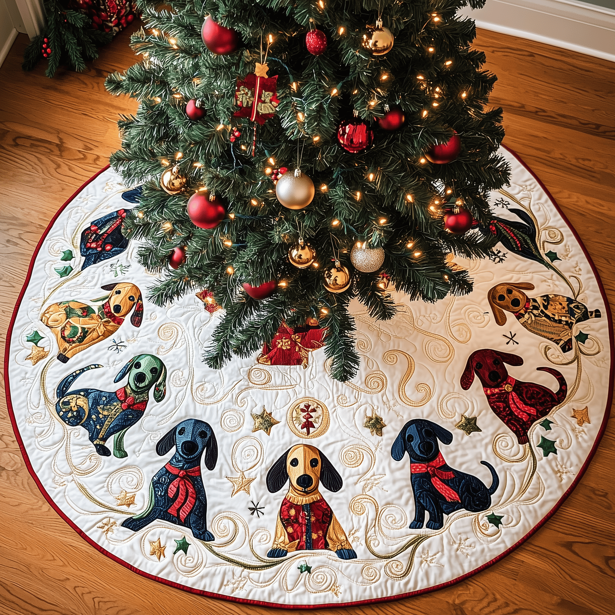 Dachshund Quilted Tree Skirt Special Birthday Gift Merch